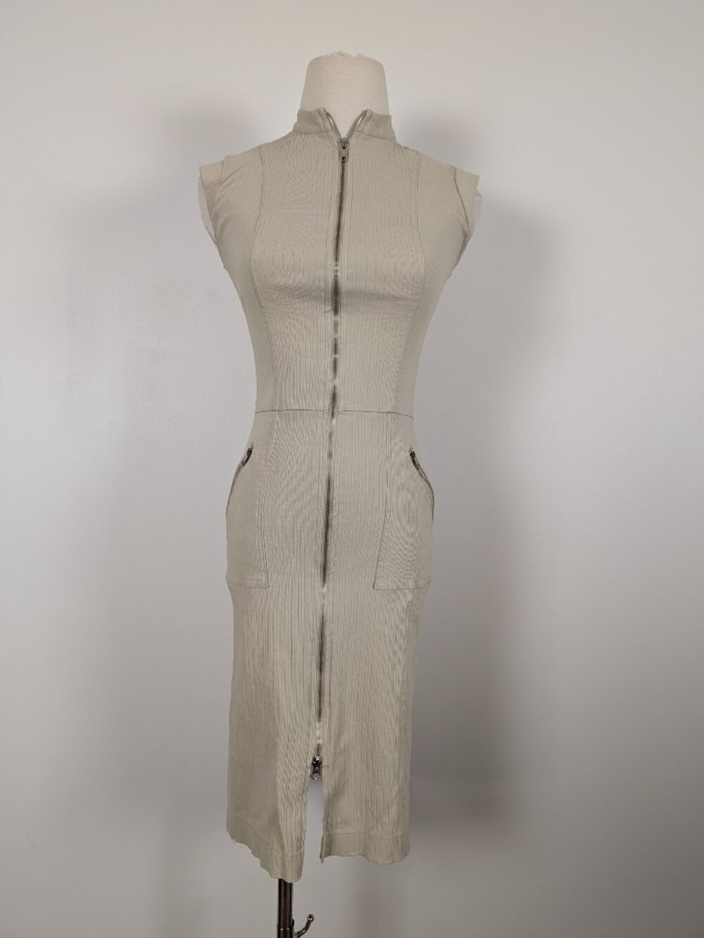 90s Le Chateau Fitted Midi Dress Size XS Stretchy Ribbed Semi-Formal - Picture 5 of 14